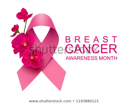 Stockfoto: Pink Ribbon And Red Flower Symbol Campaign Breast Cancer Awareness Month