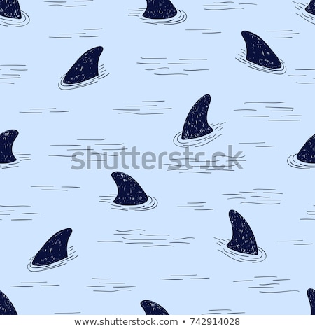 Imagine de stoc: Sharks Silhouettes Seamless Pattern