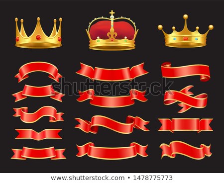 [[stock_photo]]: Ribbons And Crowns Set Isolated On Black Backdrop