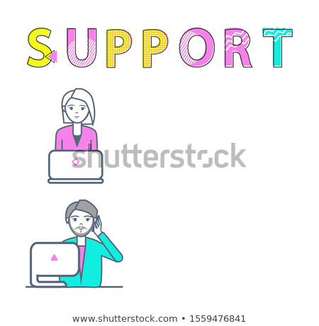 Zdjęcia stock: Support Non Stop Poster Smart Businessman Woman