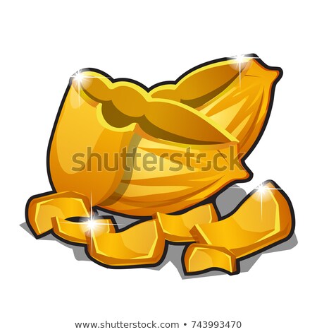 Foto stock: Nutshells Of Golden Nuts Isolated On White Background The Character Of Russian Folk Tales And Folkl