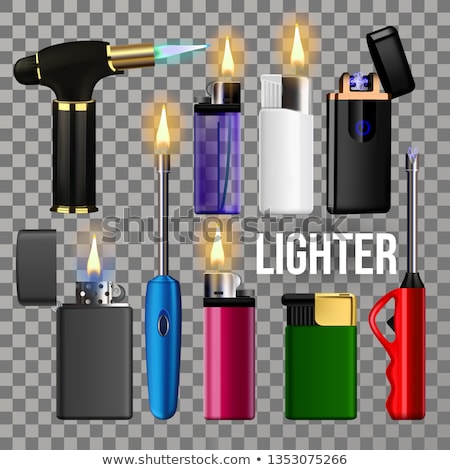 Stockfoto: Lighter Set Vector Fire Object Blank Corporate Light Accessory Ignite Item Cigarette Gas Plastic