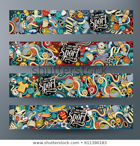 Sports Hand Drawn Doodle Banner Cartoon Detailed Flyer Сток-фото © balabolka