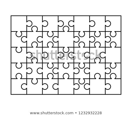 Stock fotó: 35 White Puzzles Pieces Arranged In A Rectangle Shape Jigsaw Puzzle Template Ready For Print Cutti