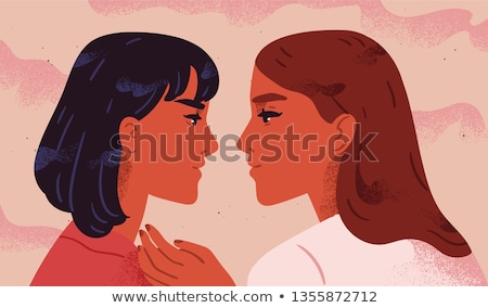 Stockfoto: Lesbian Couple Modern Flat Character