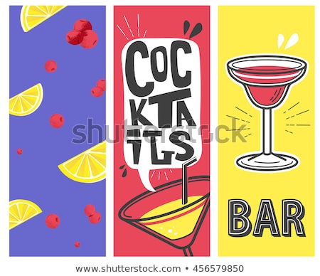 Foto stock: Cocktail Party Blue Silhouette Of Alcohol Cocktail In Glass