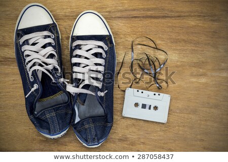 Foto stock: Audio Cassettes On Denim