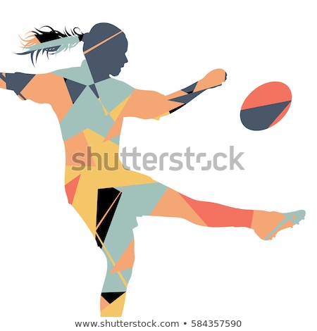 Stock foto: Tough Rugby Player Throwing Ball