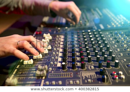 Foto stock: Hands On Mixing Console In Music Recording Studio