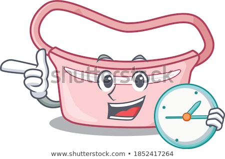 Сток-фото: Clock Mascot Run Shopping Bags Illustration
