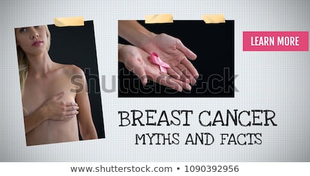 Foto stock: Fight Cancer Text And Breast Cancer Awareness Photo Collage