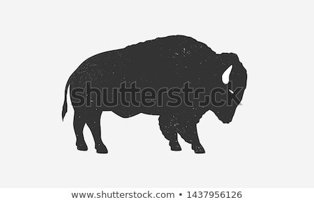 Stockfoto: Retro Standing Bison Silhouette Logo