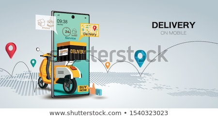 Stockfoto: Online Food Pizza Order Delivery Service Banners