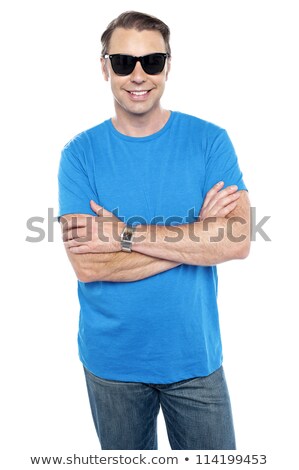 Foto stock: Cool Dude Wearing Goggles Posing With Arms Crossed