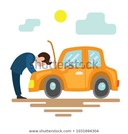 Stock photo: Man Repairing His Car Roadside