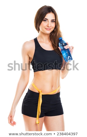 Stock fotó: Woman Measuring Perfect Shape Of Beautiful Thigh With Bottle Of