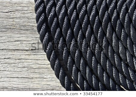 Stock fotó: Coil Of Blue Nylon Rope On Deck