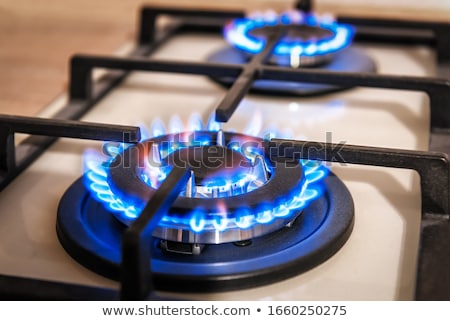 Stok fotoğraf: Burning Gas On Kitchen Gas Stove