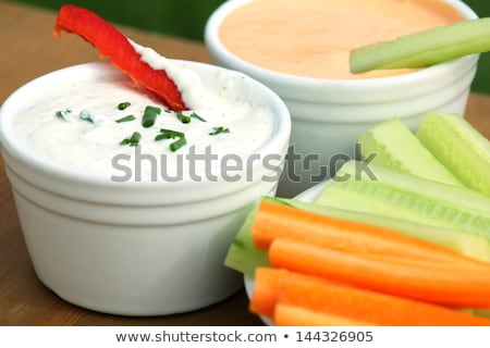 Foto stock: Red Bell Pepper And Cucumber Sticks