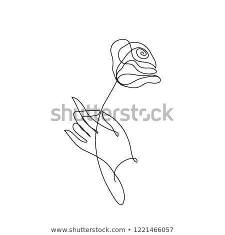 Stok fotoğraf: Rose Stylized Flower Symbol Outline Hand Drawing Icon