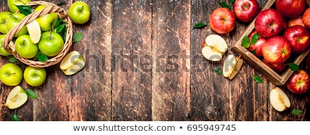 Stok fotoğraf: Fresh Garden Green Apples In Basket