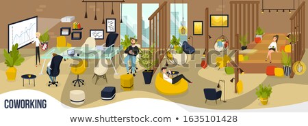 Foto stock: Coworking Space Informal Workplace Vector Illustration