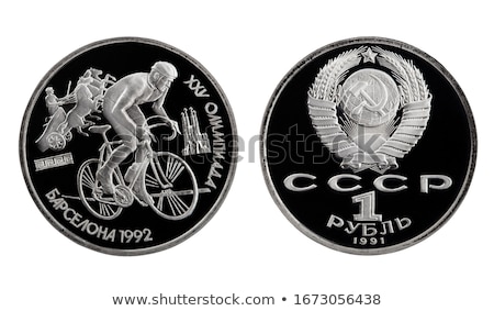 Stock foto: Barcelona Olympics 1992 One Ruble Commemorative Ussr Coin In Proof Condition On White Background Ja