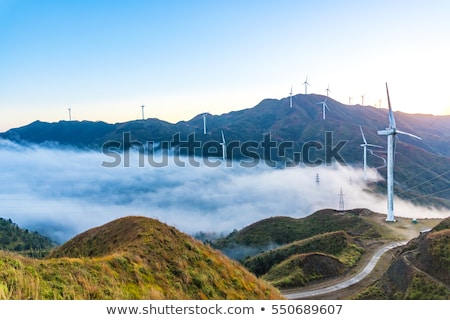 Foto stock: Green Landscape With Wind Power Plant