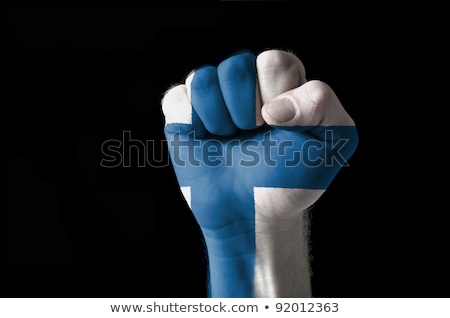 Foto stock: Fist Painted In Colors Of Finland Flag