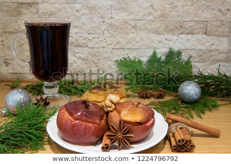 Stock photo: Apple Anise Nuts Christmas Balls And A Branch