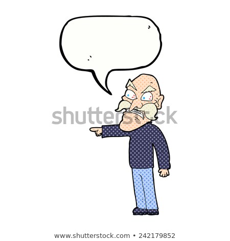 [[stock_photo]]: Cartoon Furious Old Man With Speech Bubble