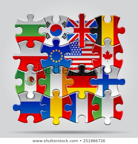 Foto d'archivio: Mexico And England Flags In Puzzle
