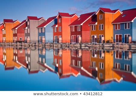 Сток-фото: Colorful Houses At The Reitdiephaven In Groningen