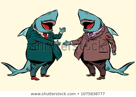 Stok fotoğraf: Business Shark Deal Negotiations