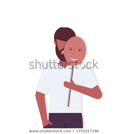 Zdjęcia stock: Unhappy Man Covering Feelings With Mask