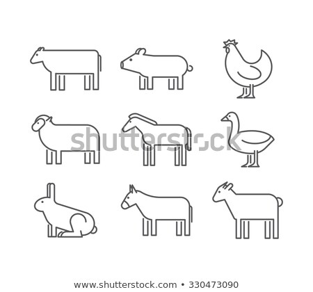 Zdjęcia stock: Donkey And Goat Icons Set Vector Illustration