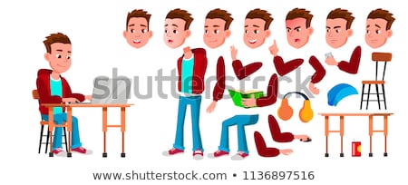 [[stock_photo]]: Boy Schoolboy Kid Vector High School Child Animation Creation Set Face Emotions Gestures School