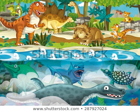 Stock foto: Cartoon T Rex Diving