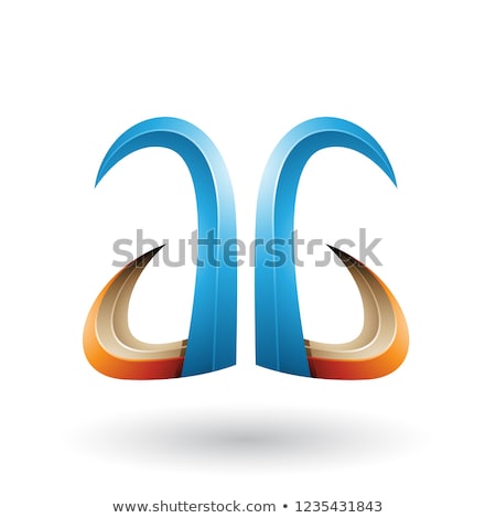 ストックフォト: Blue And Orange 3d Horn Like Letter G Vector Illustration