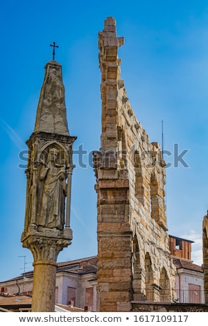 Stok fotoğraf: Virgin Mary With Baby Jesus Statue On Piazza Bra In Verona Ita