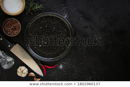 Stock fotó: Empty Plates And Silverware On Black Background Premium Tableware For Holiday Dinner Minimalistic