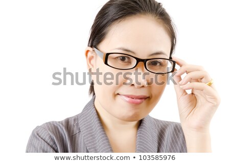 Confident Mixed Race Businesswoman Touching Her Glasses Stok fotoğraf © Ohmega1982