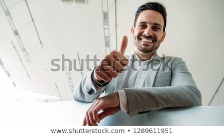Сток-фото: Business Man Shows Victory Gesture