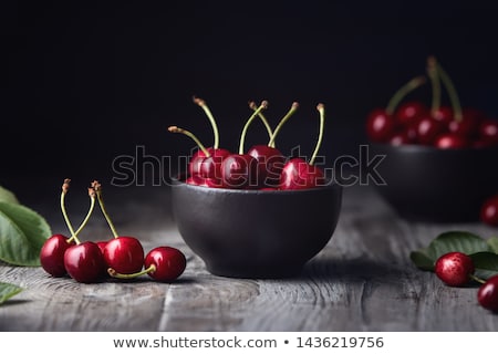 Stock photo: Sweet Cherry In Bowl On Rustic Table