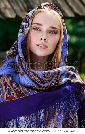 Zdjęcia stock: Portrait Of Russian Girl With Birch