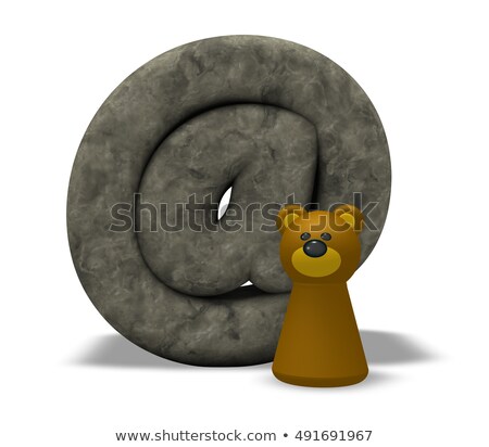 Foto d'archivio: Stone Email Symbol And Bear Pawn - 3d Illustration