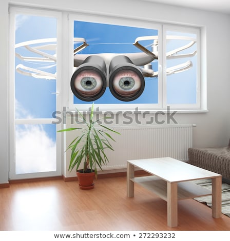 Stok fotoğraf: Drone Spying Through House Window