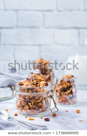 Stockfoto: Morning Granola With Hazelnuts Raisins And Cranberries