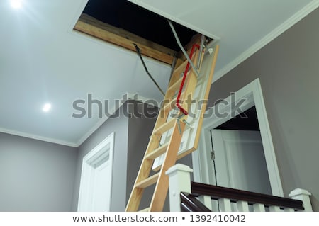 Сток-фото: Room With Wooden Ladder To The Attic