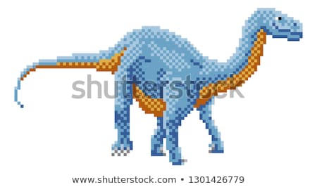 Foto stock: Dinosaur Diplodocus Pixel Art Arcade Game Cartoon